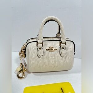 Coach Mini Rowan Bag Charm Chalk CU279 NWT